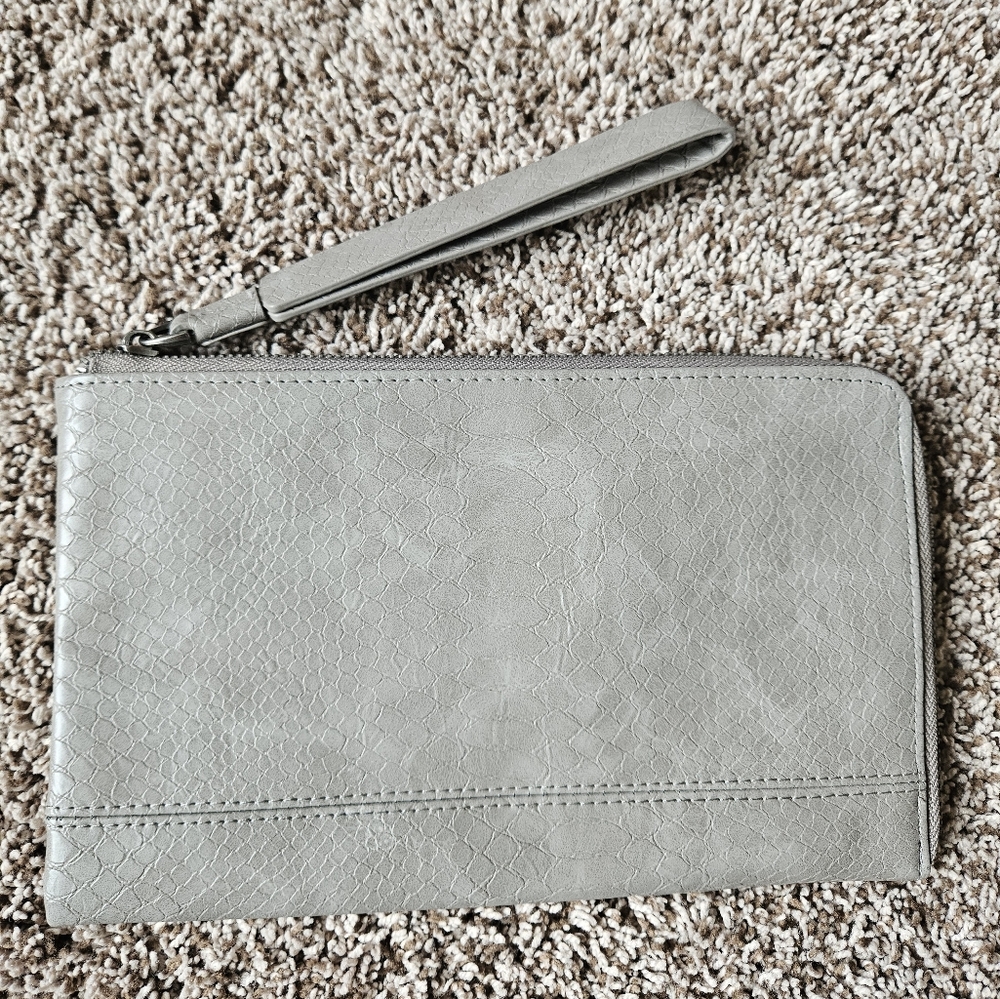 Joy Susan Tina Python Zip Around Wristlet Grey Li… - image 4